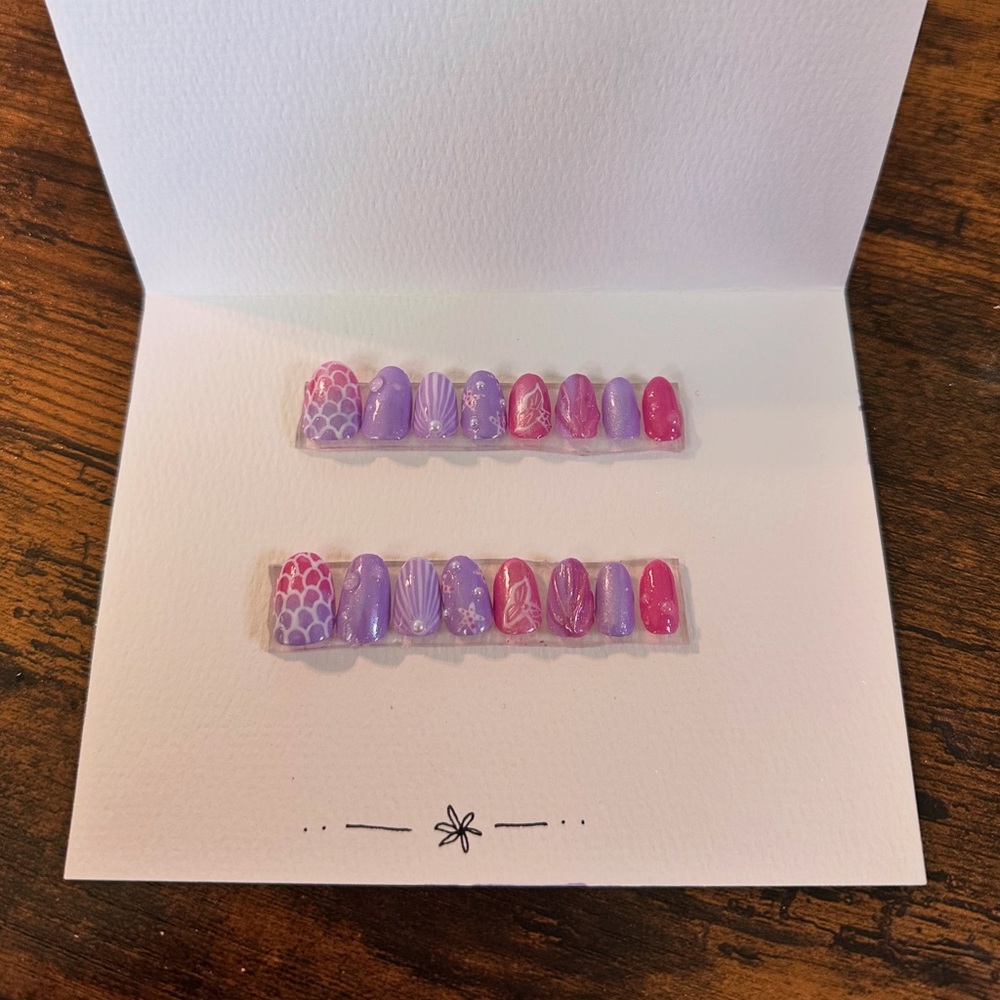 Purple and Pink Mermaid Press Ons
